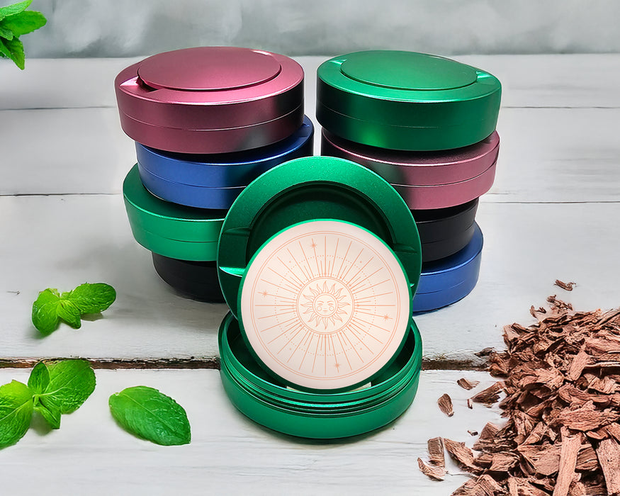 Green Boho Celestial Sunburst Face Snus Storage Case