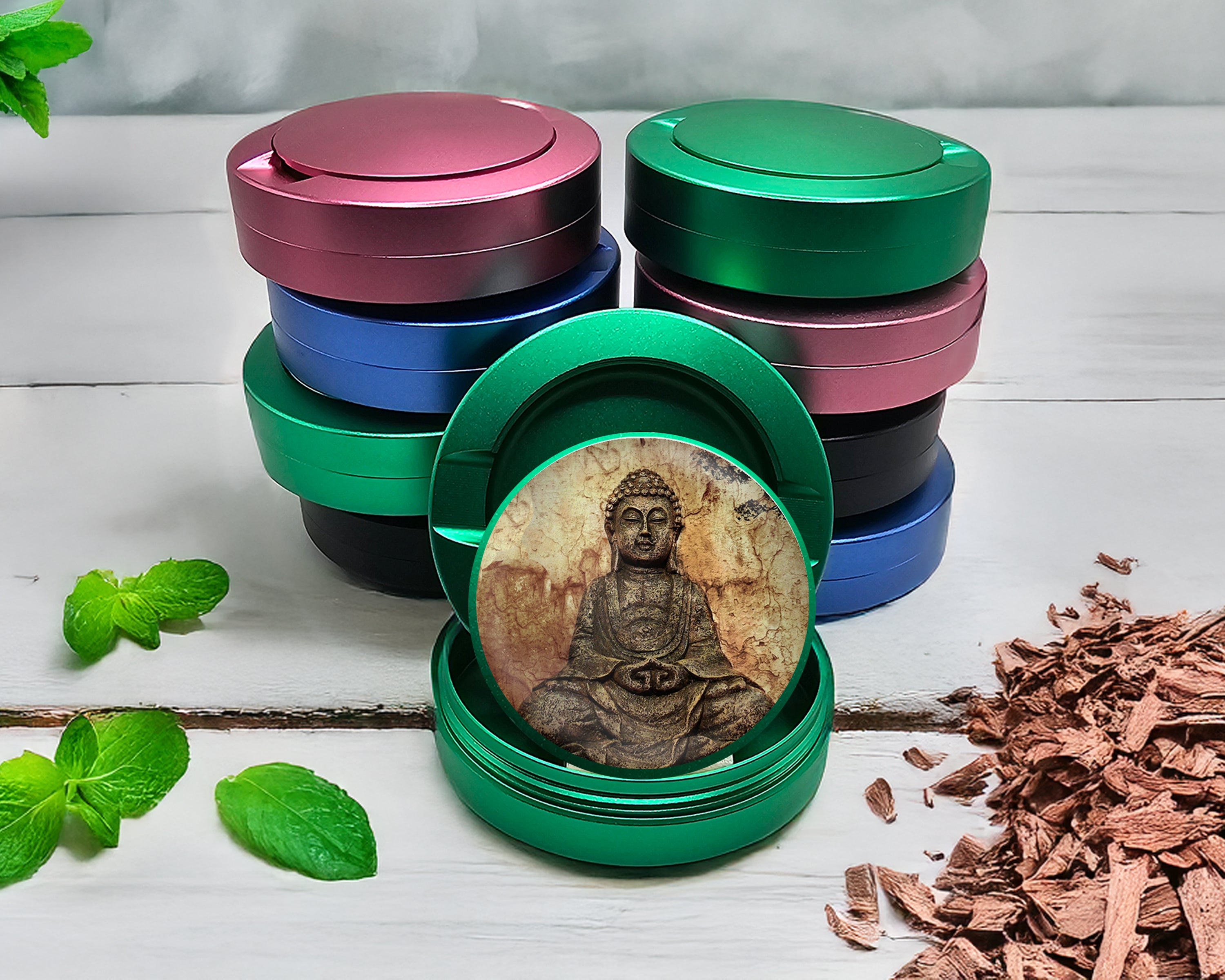 Green Buddha Pattina Buddhist Statue Snus Storage Case