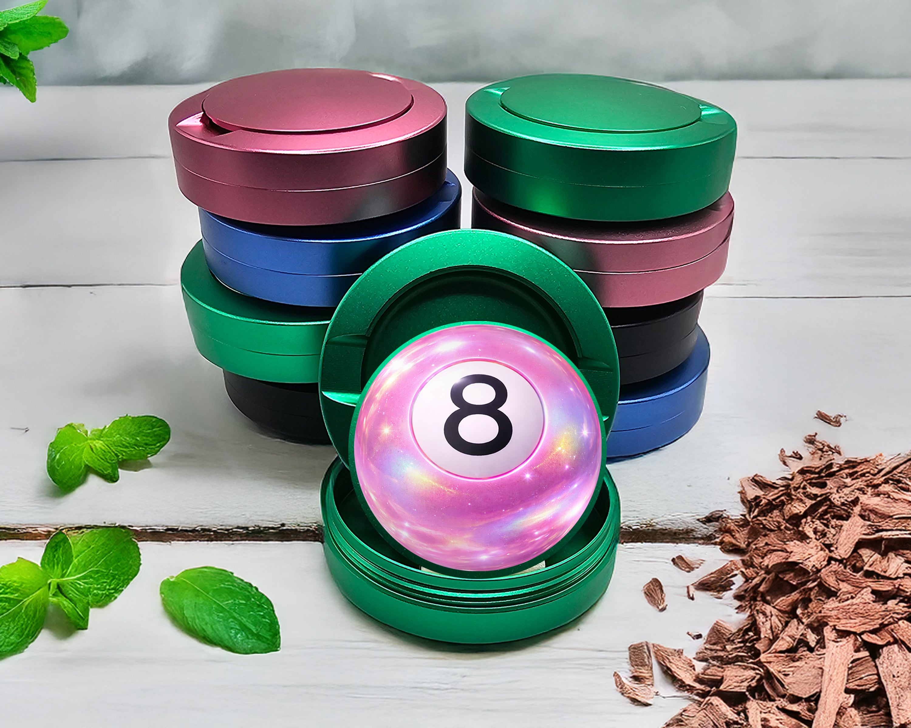 Green Pink Magic 8 Ball Digital Pop Art Snus Storage Case