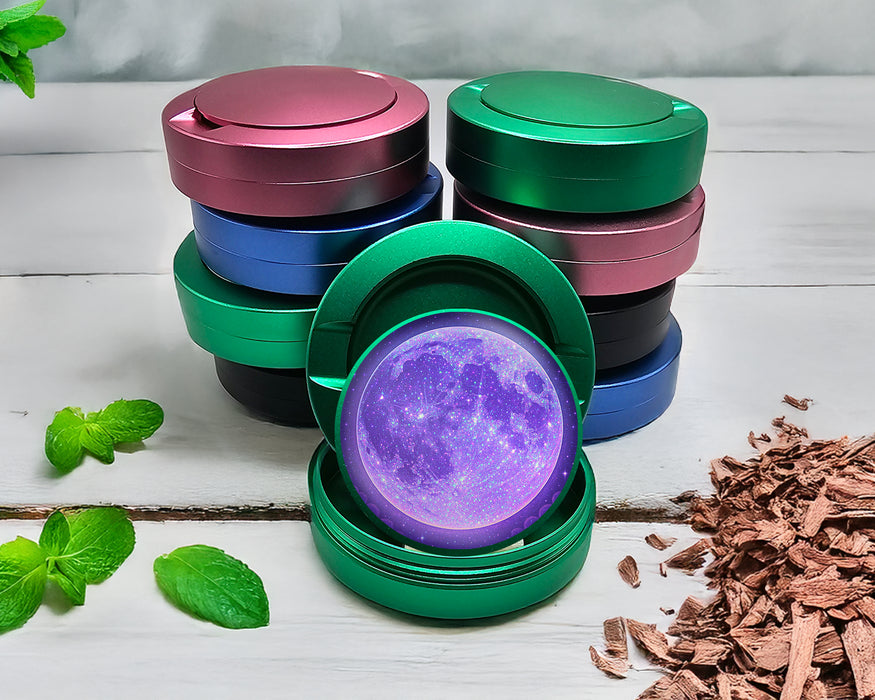 Green Purple Galaxy Moon with Starscape Snus Storage Case