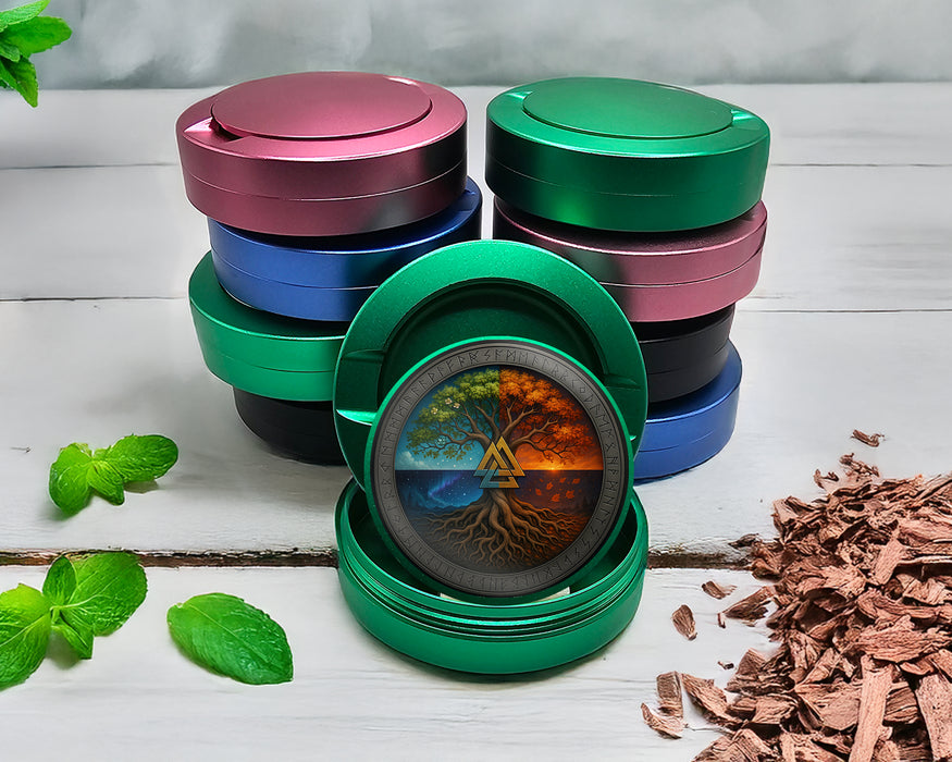 Green Valknut Tree of Seasons Snus Storage Case