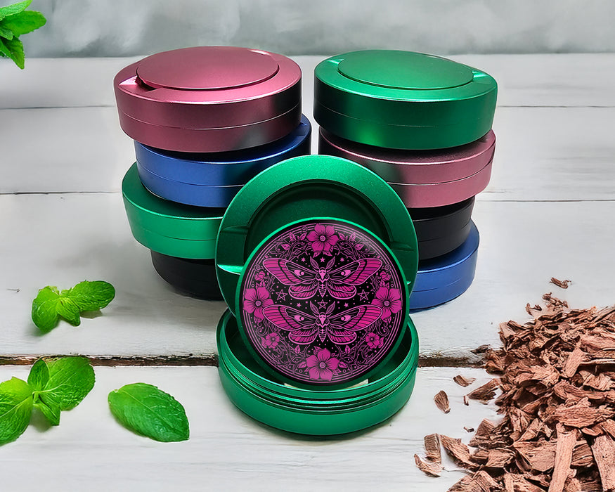 Green Gothic Moth Magic Mandala Snus Storage Case