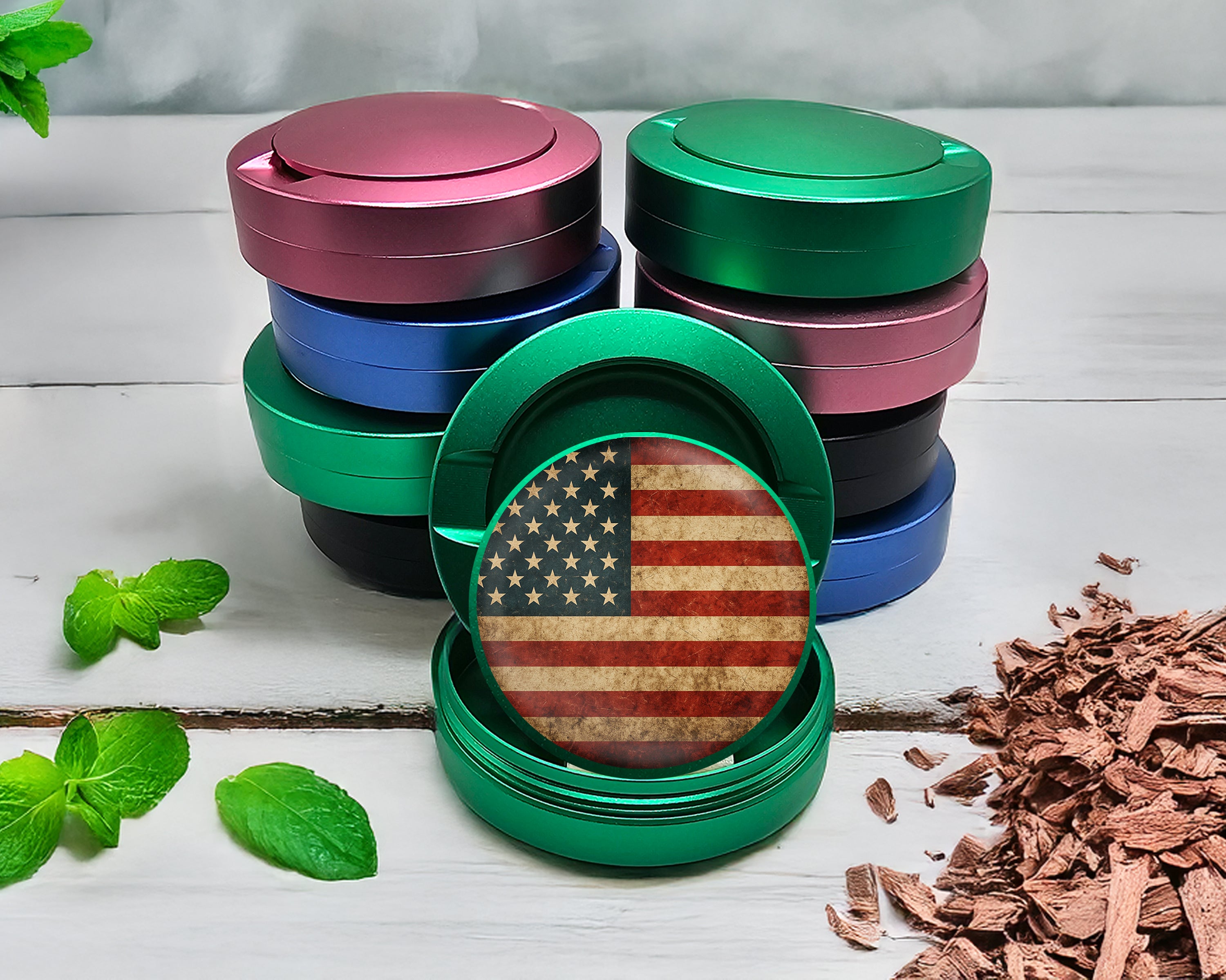 Green Rustic American Flag Snus Storage Case