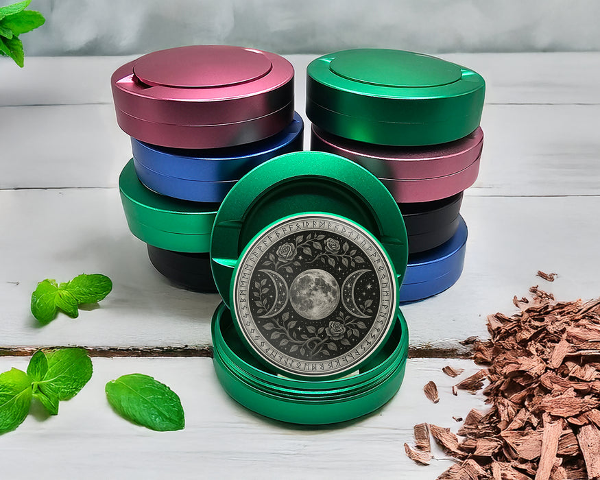 Green Triple Moon Rose Sigil Snus Storage Case