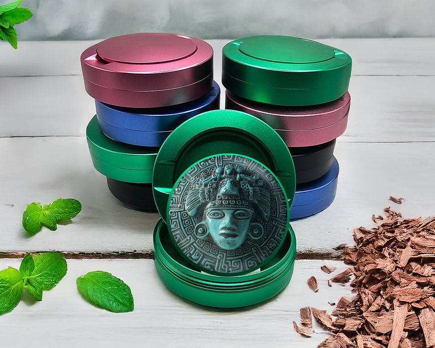 Green Aztec Turquoise Sun Mask Snus Storage Case