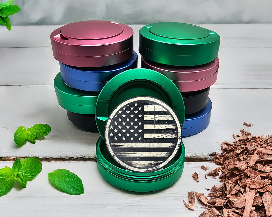Green USA Flag American Flag Snus Storage Case