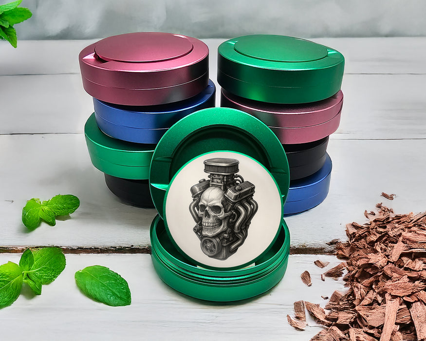 Green Skull Engine Mashup for Mechanics and Gearheads Snus Storage Case