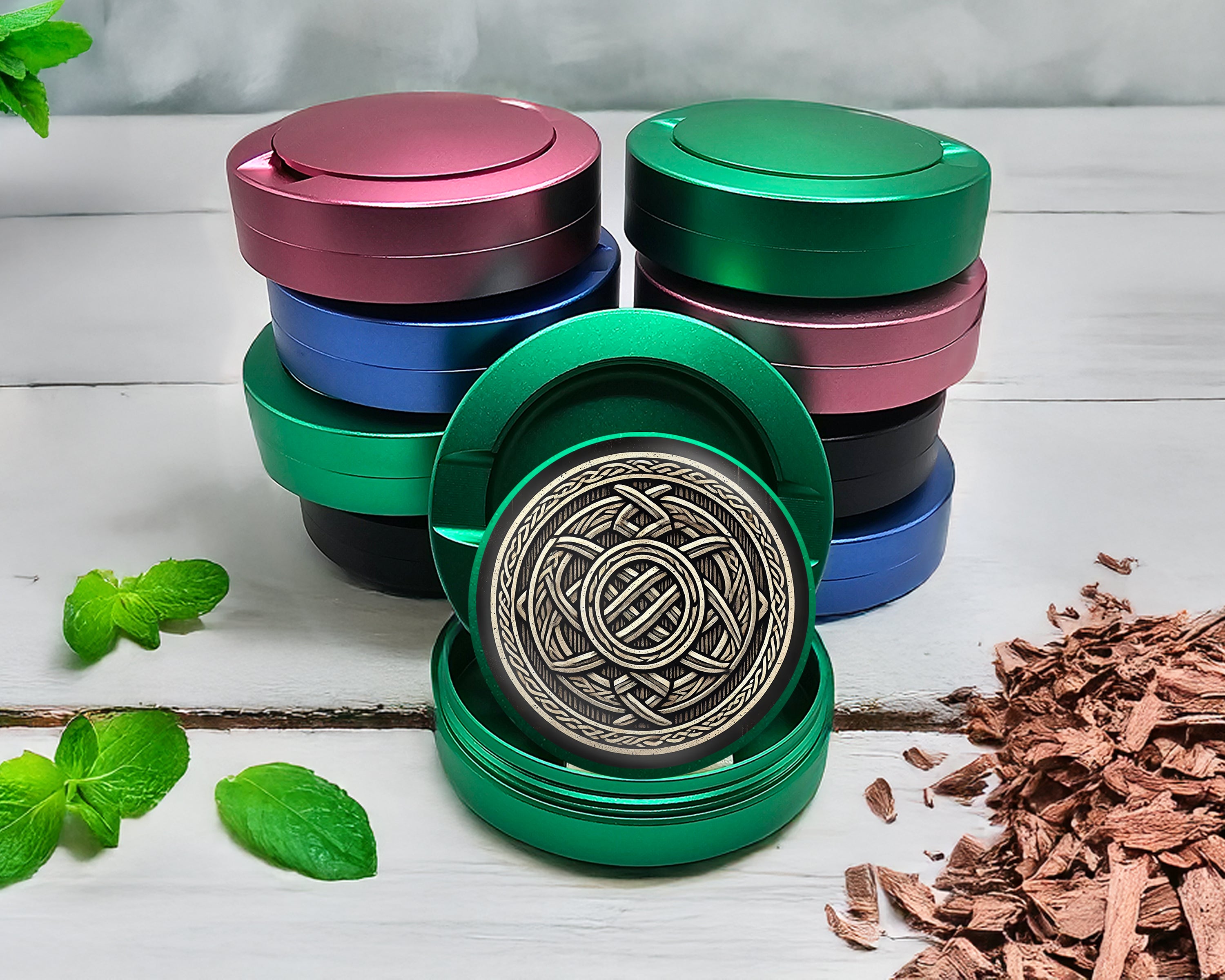 Green Nordic Knotwork Shield Emblem Snus Storage Case