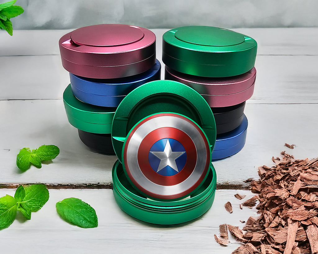 Green Captain Shield Superhero Comic Art Emblem Snus Storage Case