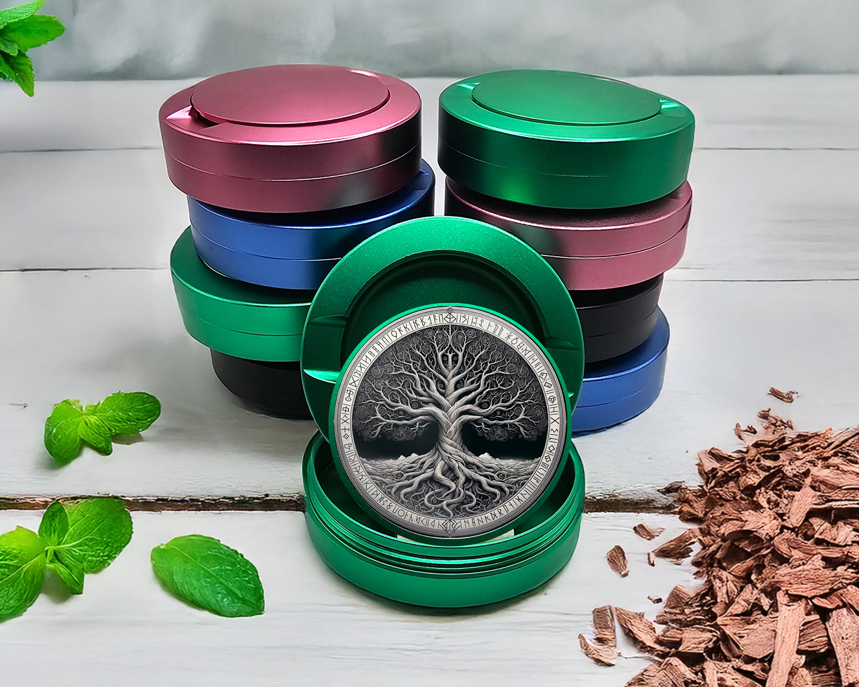 Green Norse Yggdrasil Tree Of Life Snus Storage Case
