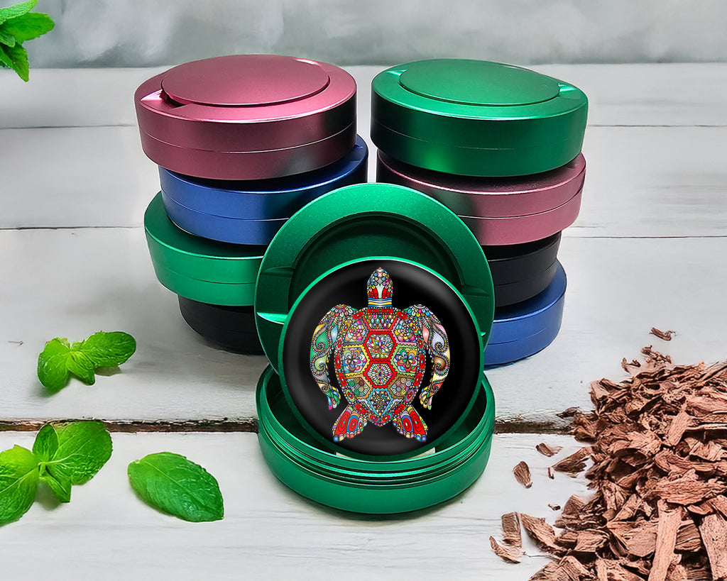 Green Colorful Sea Turtle Mandala Snus Storage Case