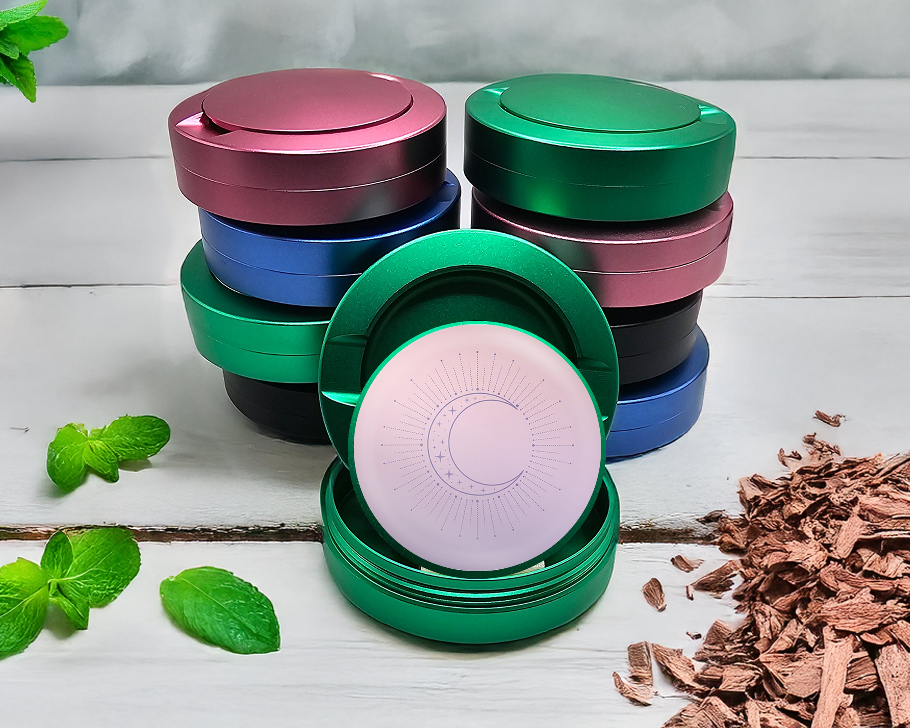 Green Minimalist Crescent Moon Magic Snus Storage Case