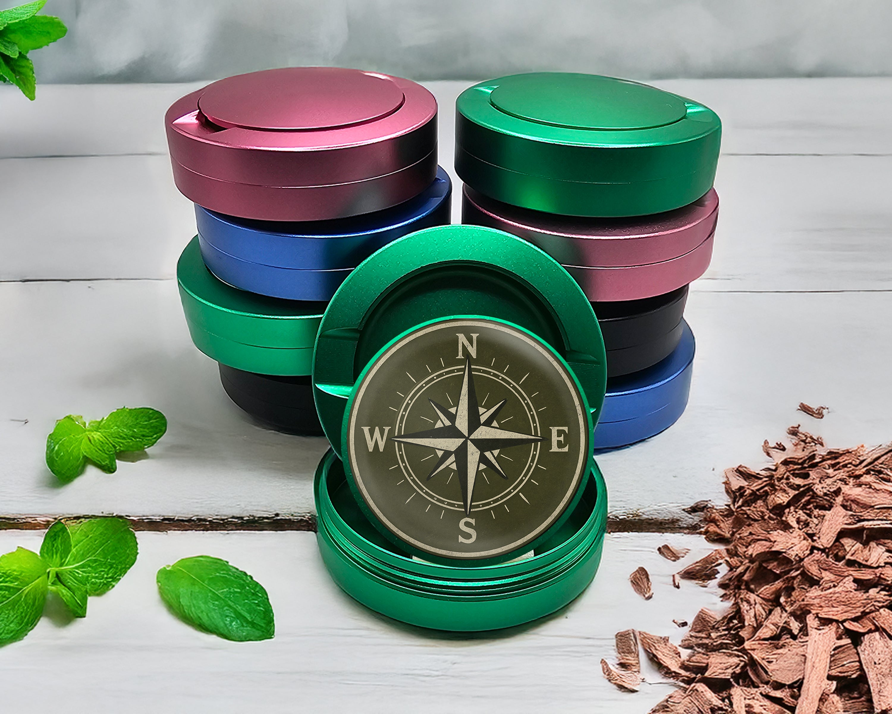 Green Vintage Compass Snus Storage Case