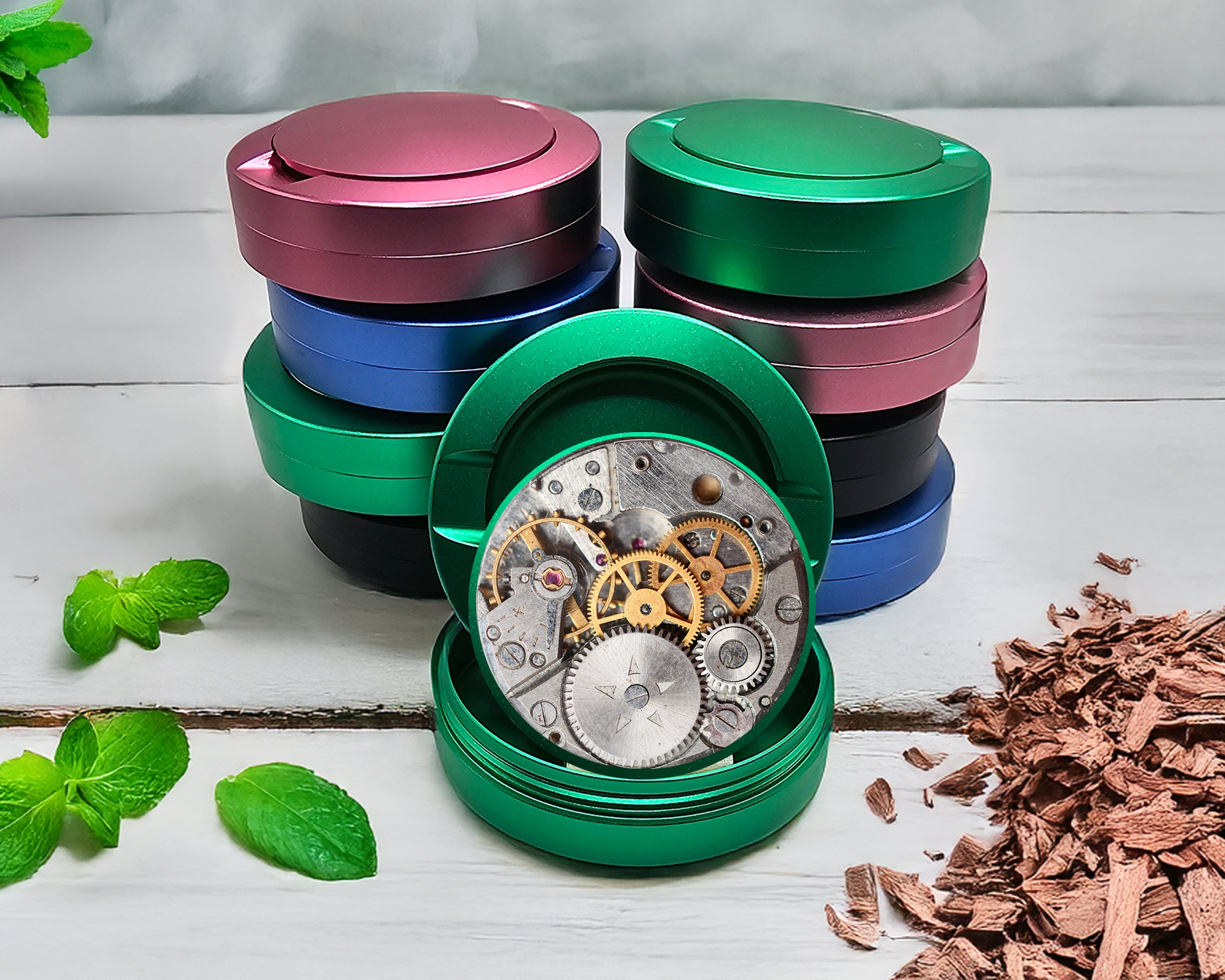 Green Steampunk Clockwork Snus Storage Case