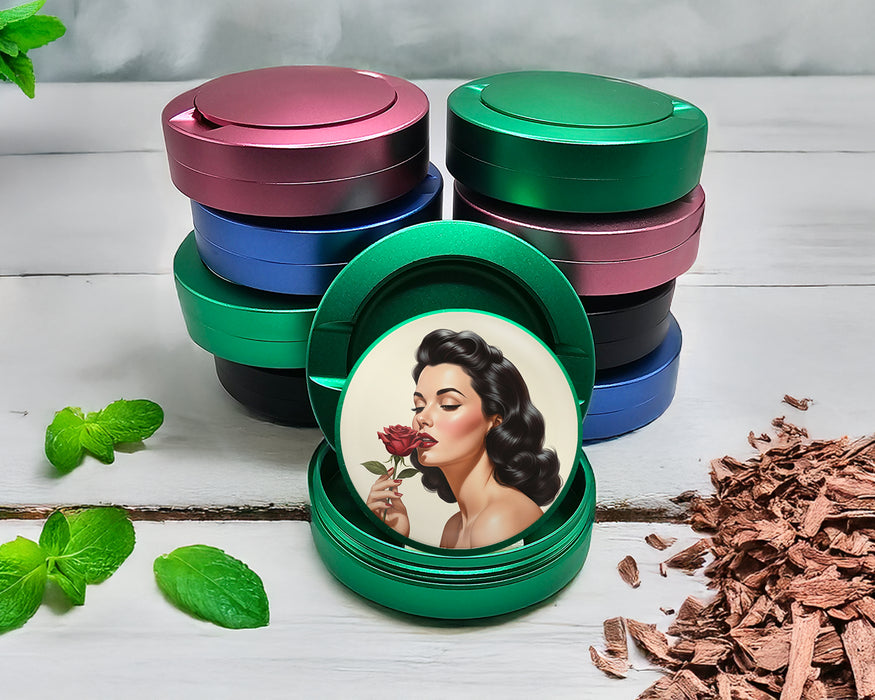 Green Romantic Retro Rose Beauty Snus Storage Case