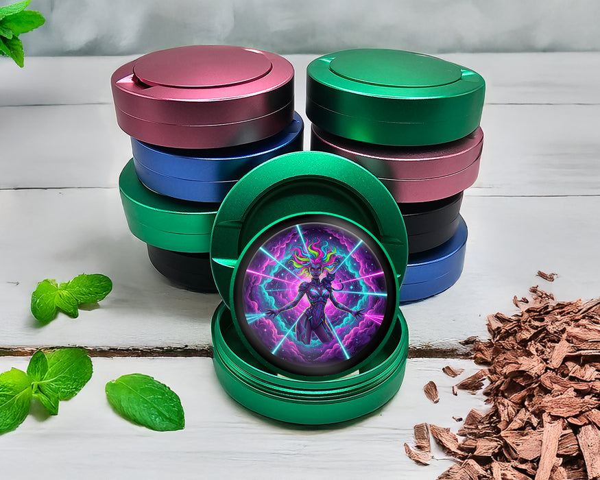 Green Neon Cosmic Warrior Goddess Snus Storage Case