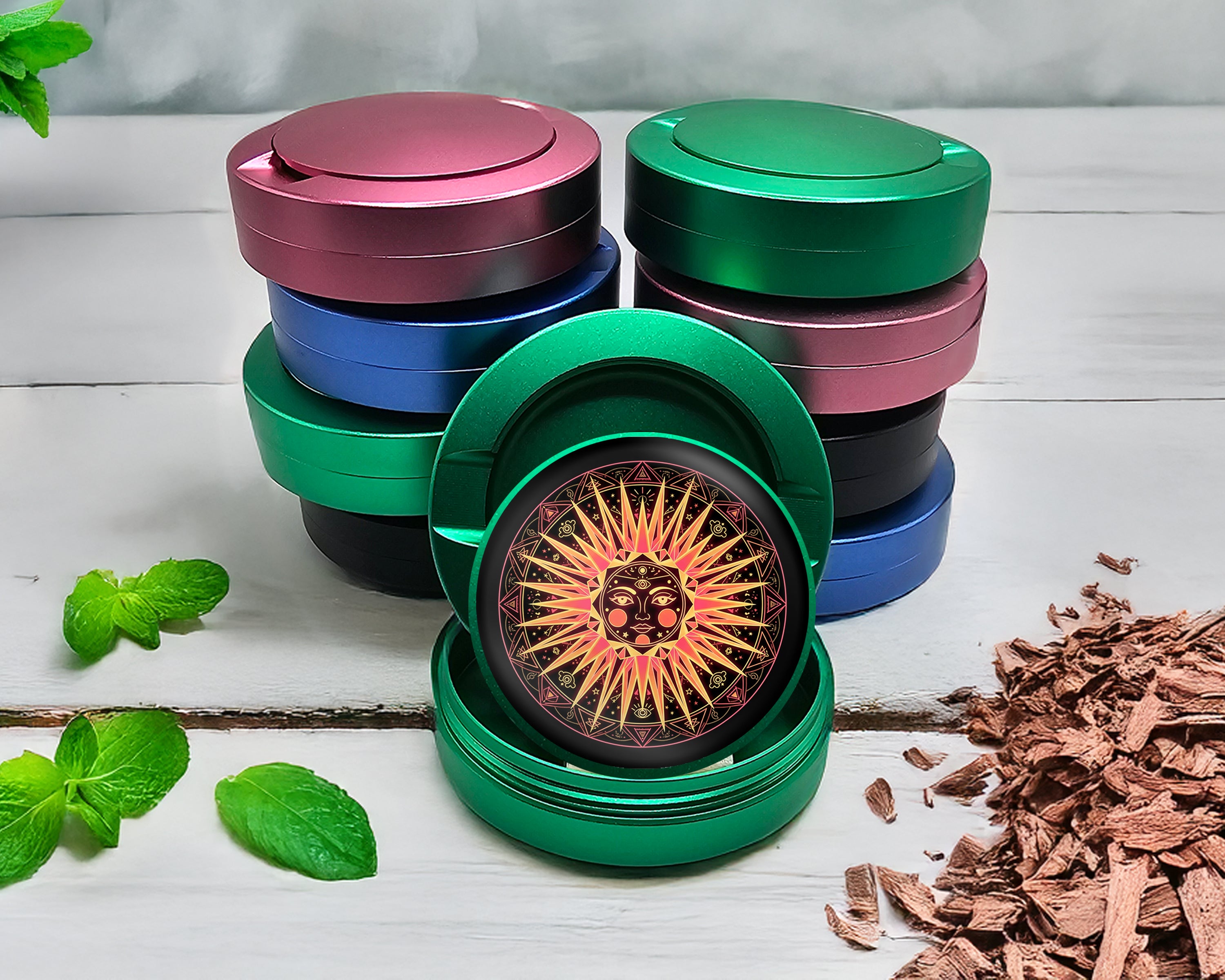 Green Celestial Third Eye Sun Snus Storage Case
