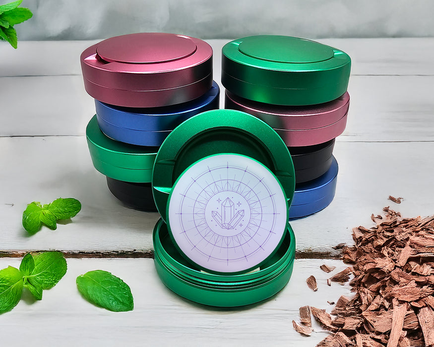Green Celestial Crystal Energy Grid Snus Storage Case
