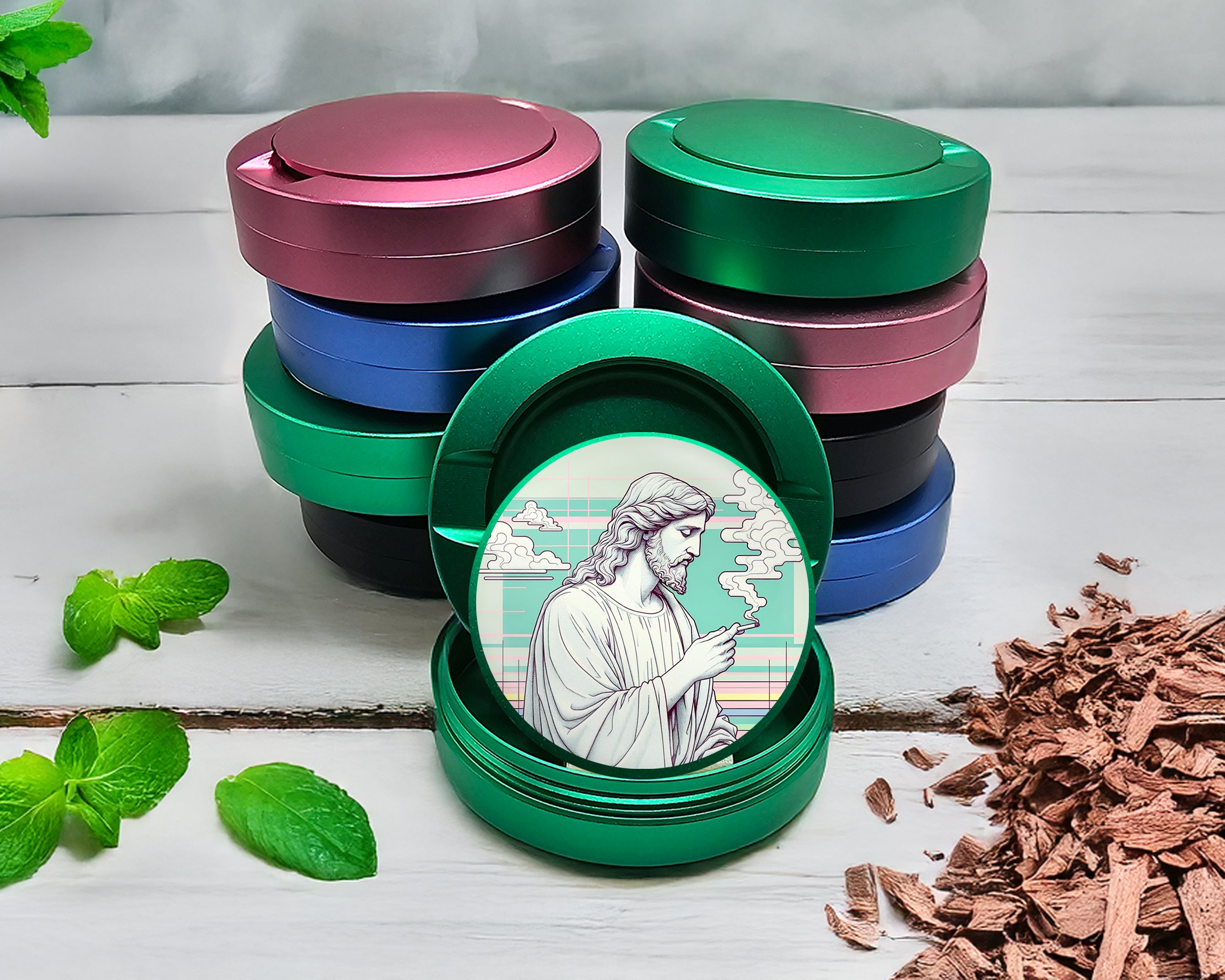 Green Jesus With Cig Vaporwave Snus Storage Case