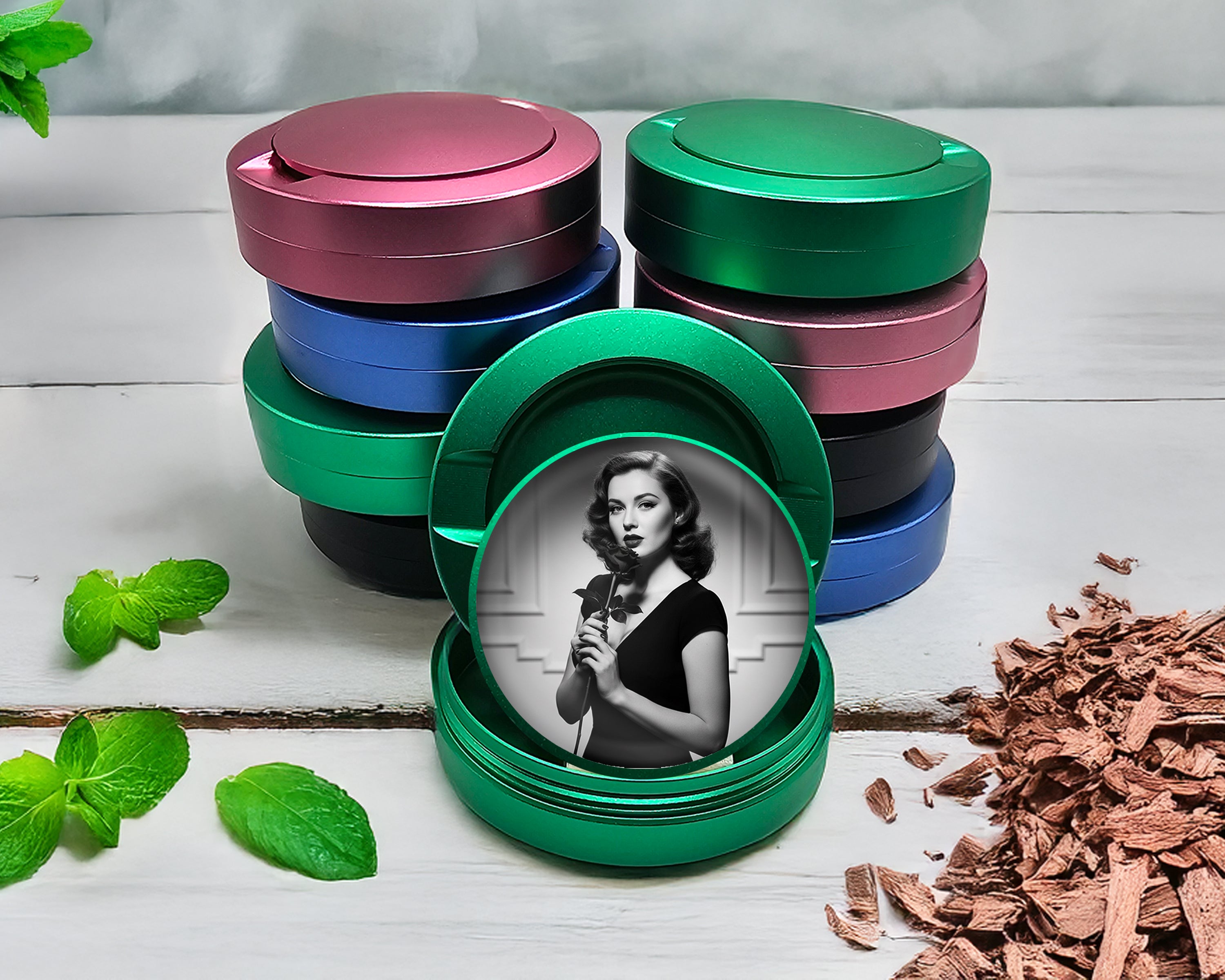 Green Noir Rose Vintage Elegance Snus Storage Case