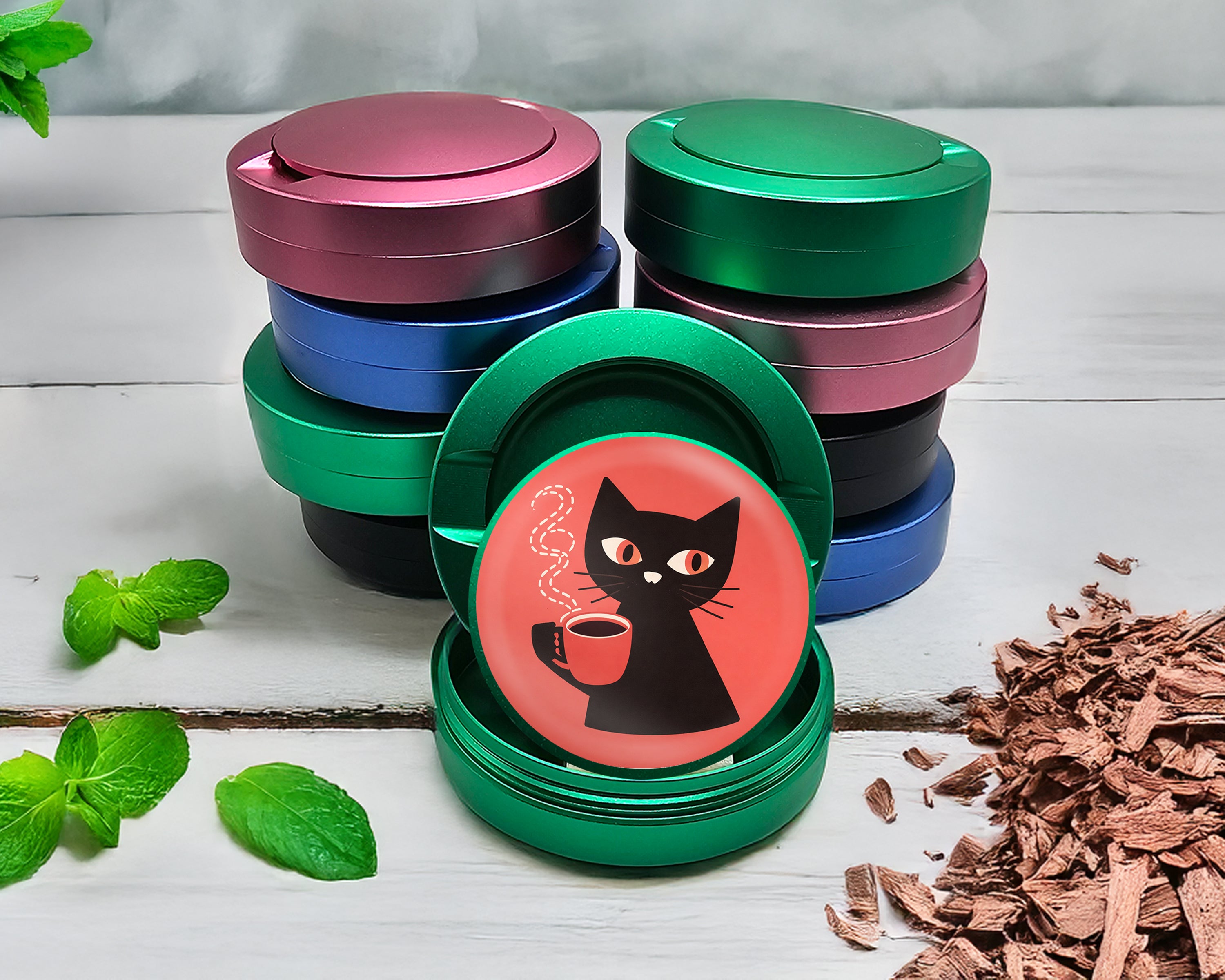 Green Retro Cat Minimalist Snus Storage Case