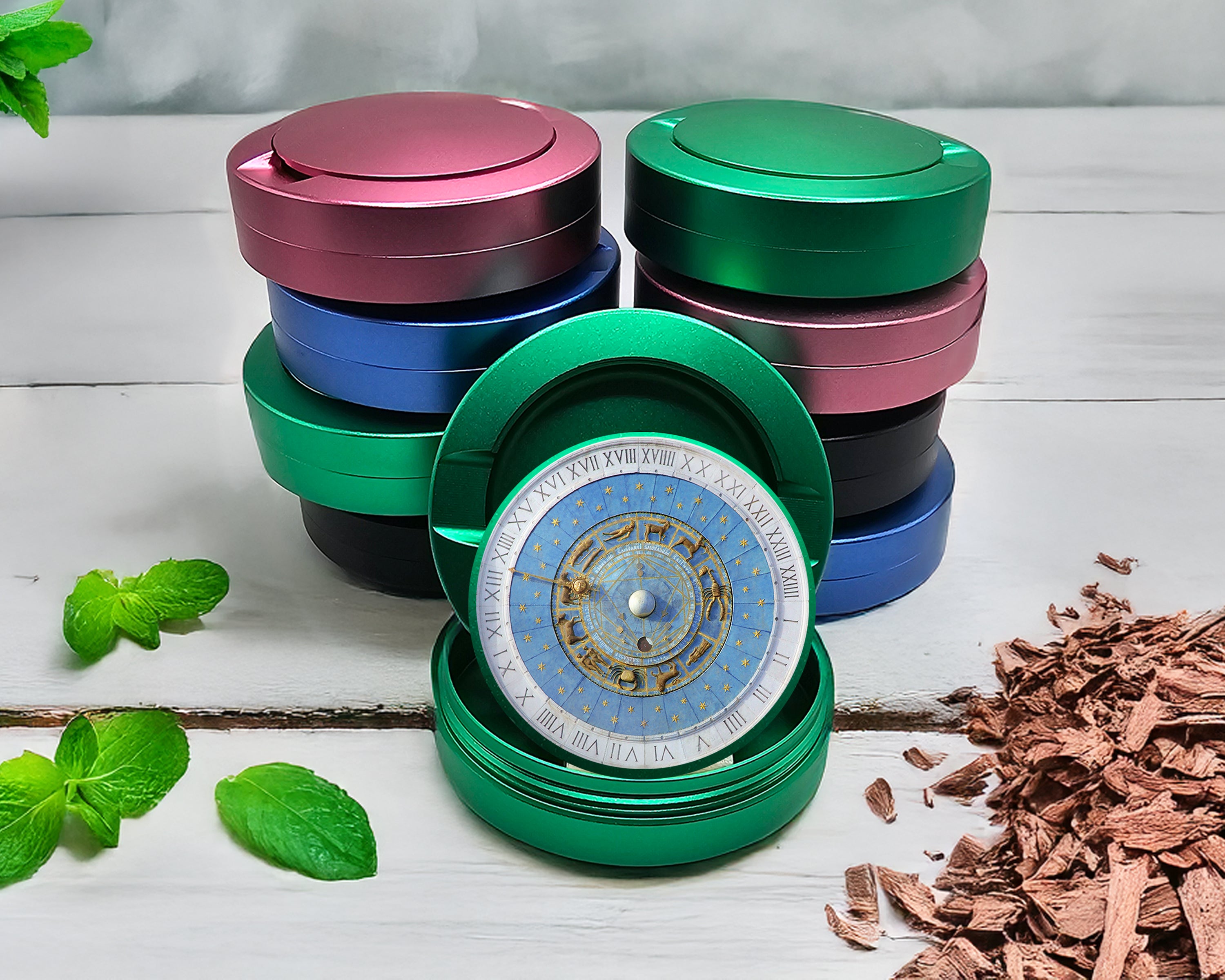 Green Astrological Zodiac Signs Clock Snus Storage Case