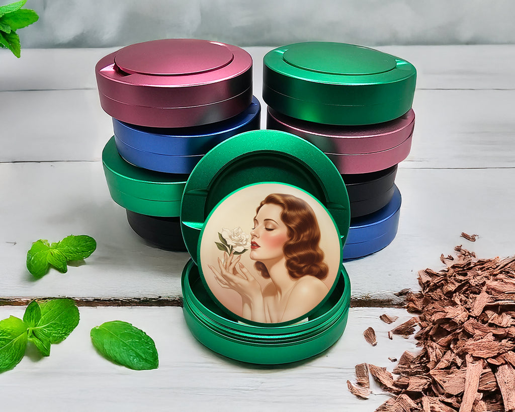 Green Vintage Rose Scented Beauty Snus Storage Case