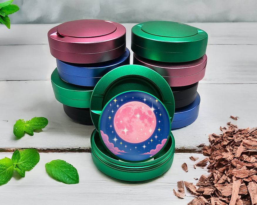Green Pink Kawaii Crescent Moon with Stars Snus Storage Case
