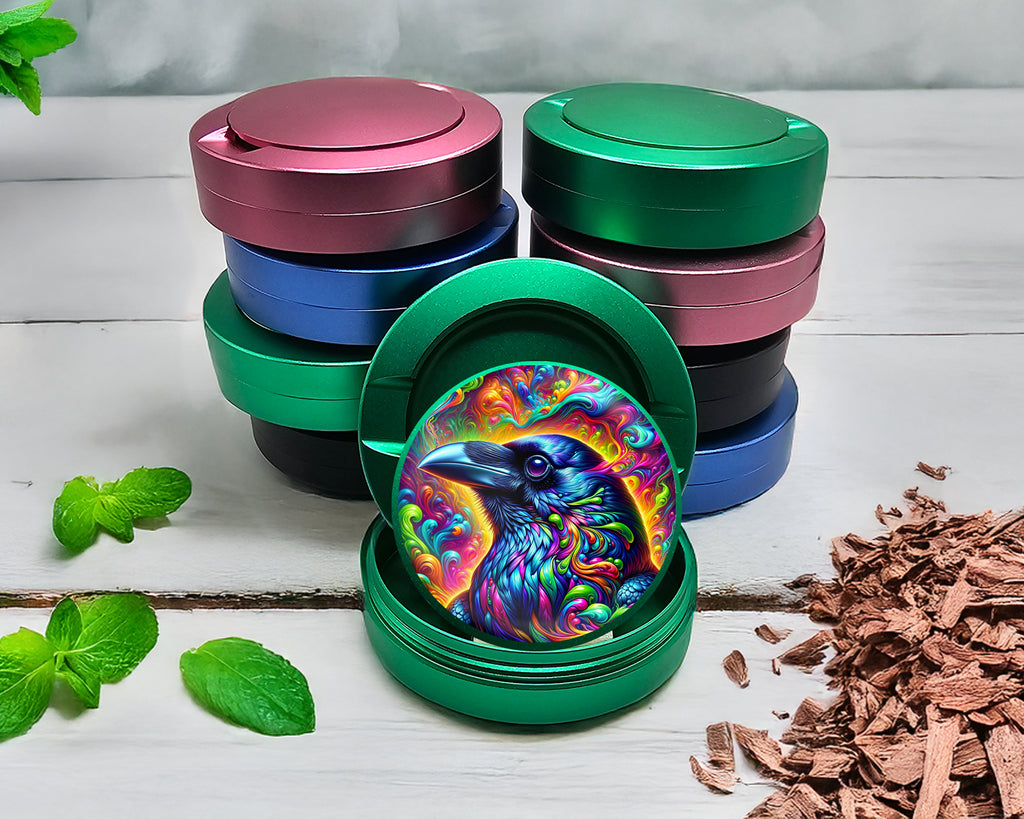 Green Trippy Raven Snus Storage Case