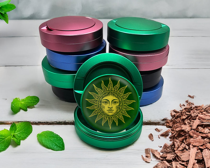Green Golden Intricate Sun Snus Storage Case