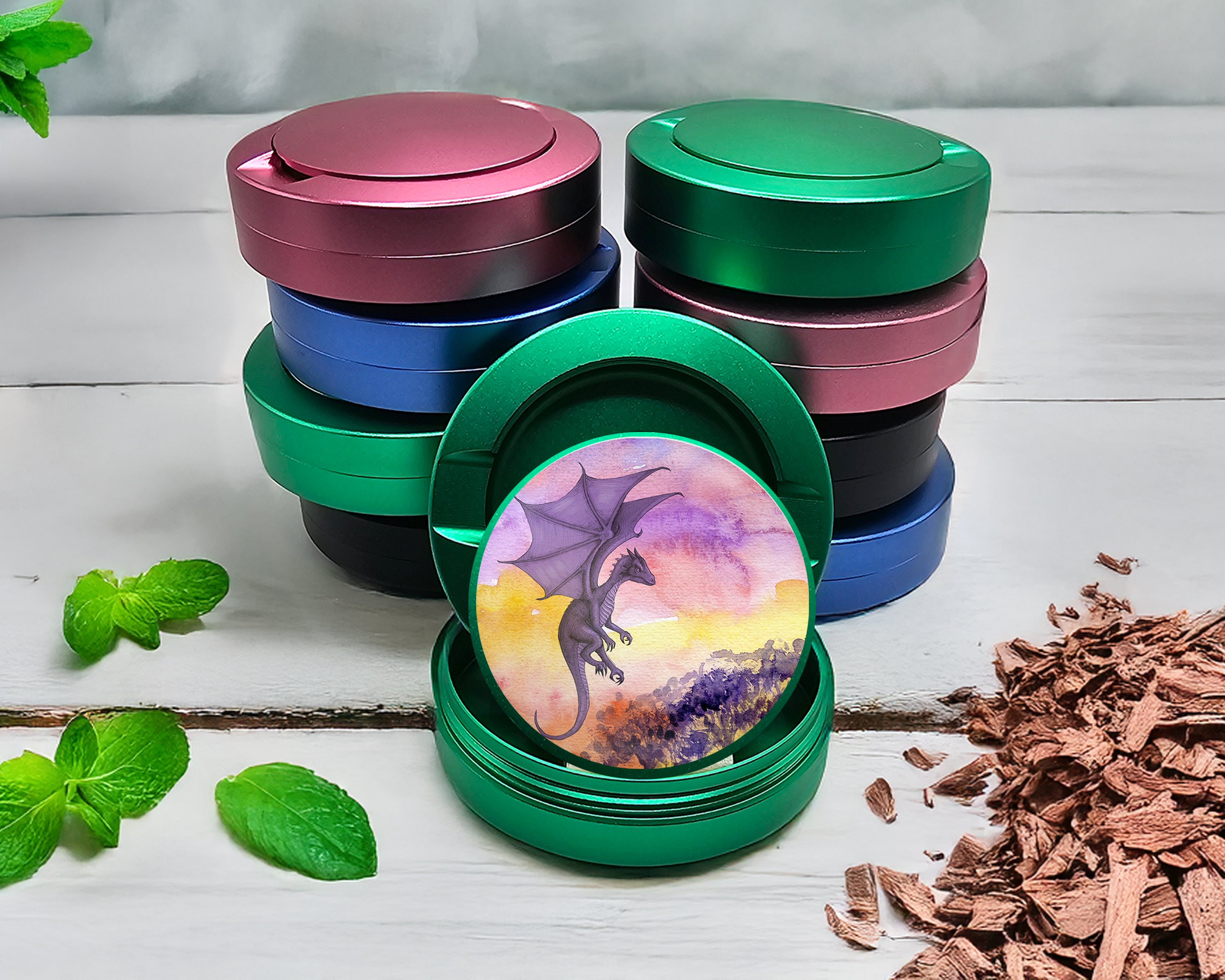Green Purple Dragon Fantasy Snus Storage Case