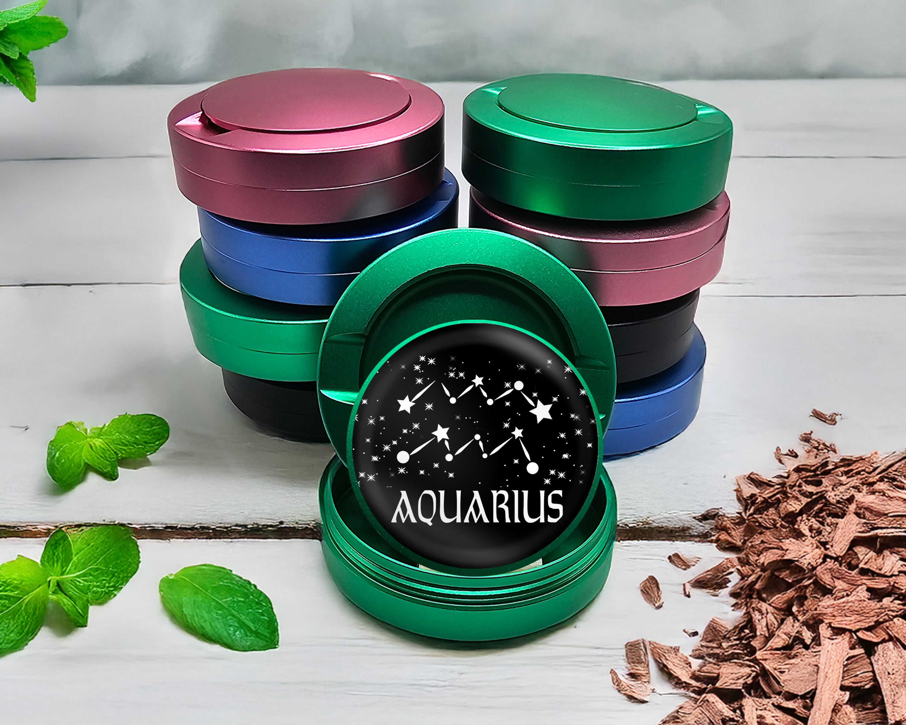 Green Aquarius, the Water Bearer Zodiac Birth Sign Snus Storage Case
