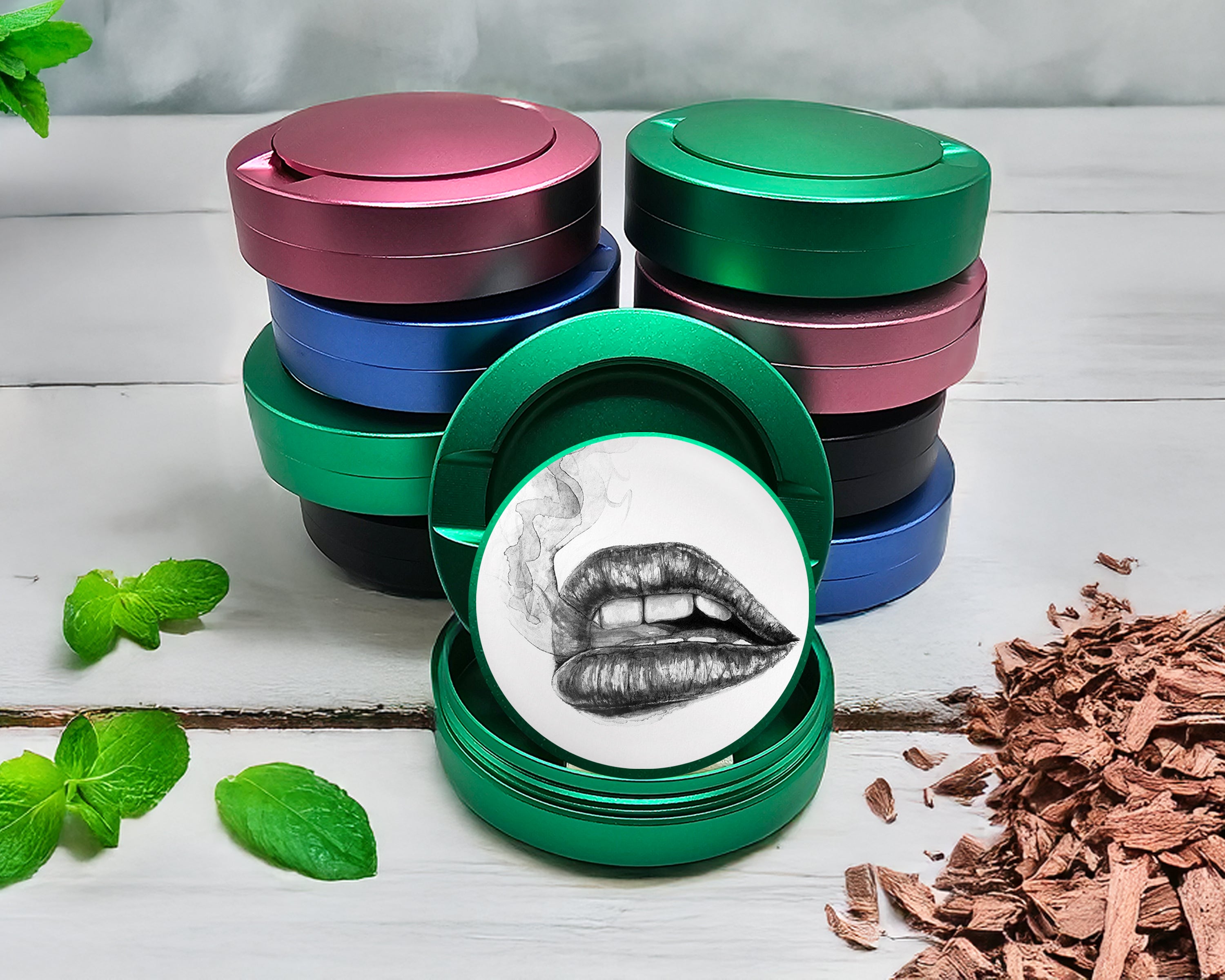 Green Lips Pencil Drawing Snus Storage Case