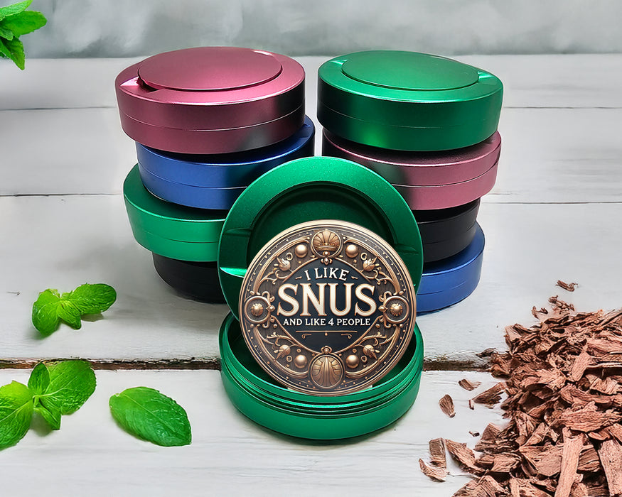 Green I Like Snus and 3 People Snus Storage Case