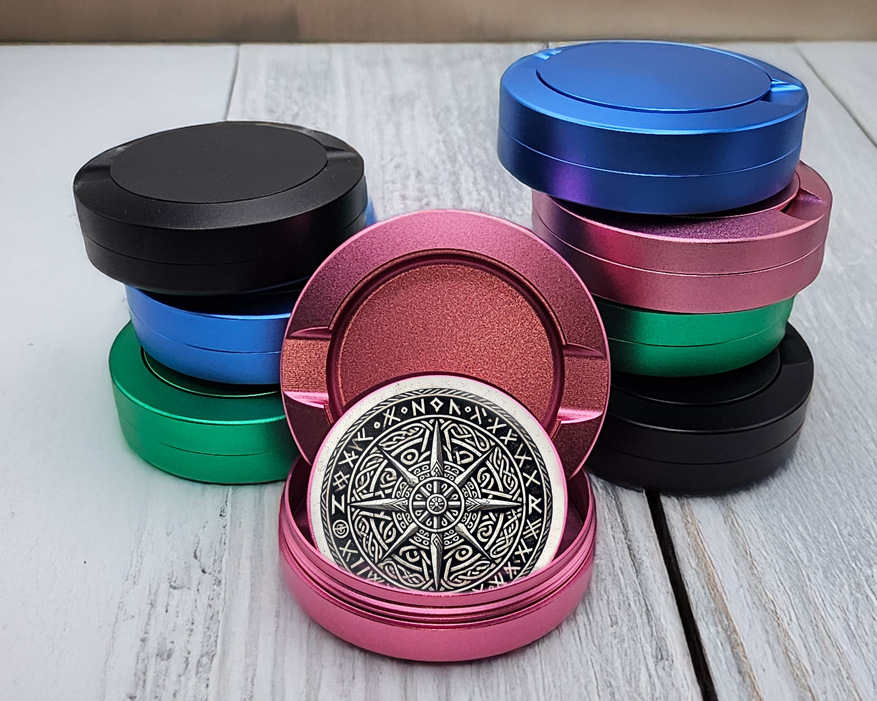 Nordic Compass Rune Emblem Snus Storage Case Pink