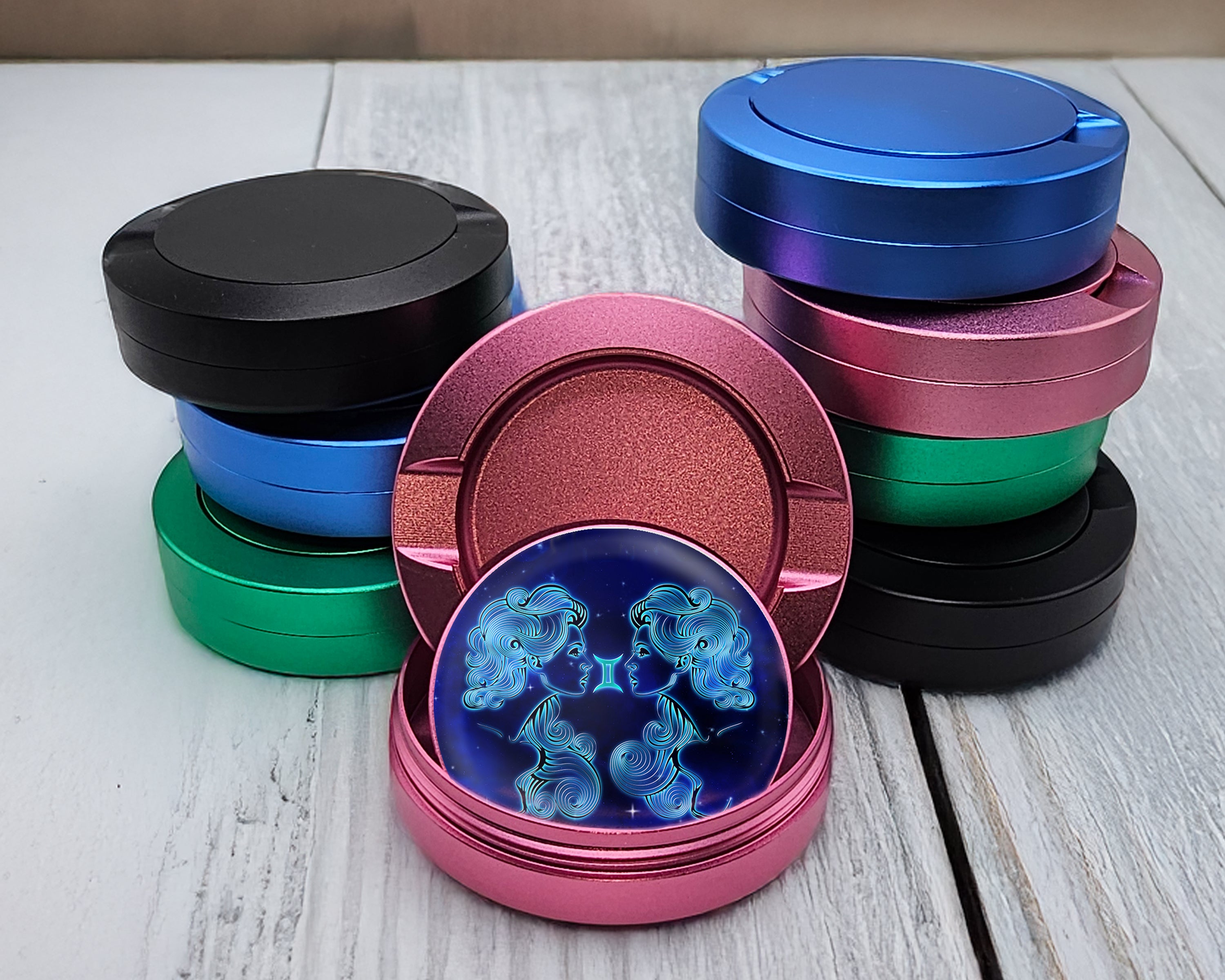 Gemini Zodiac Sign Snus Storage Case Pink