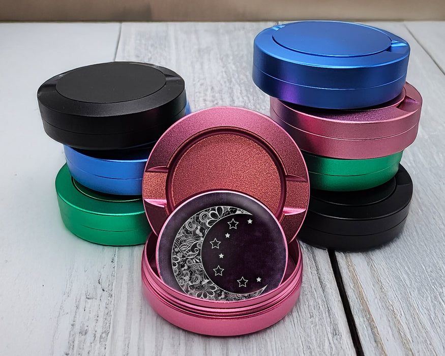 Purple Crescent Moon and Stars Snus Storage Case Pink