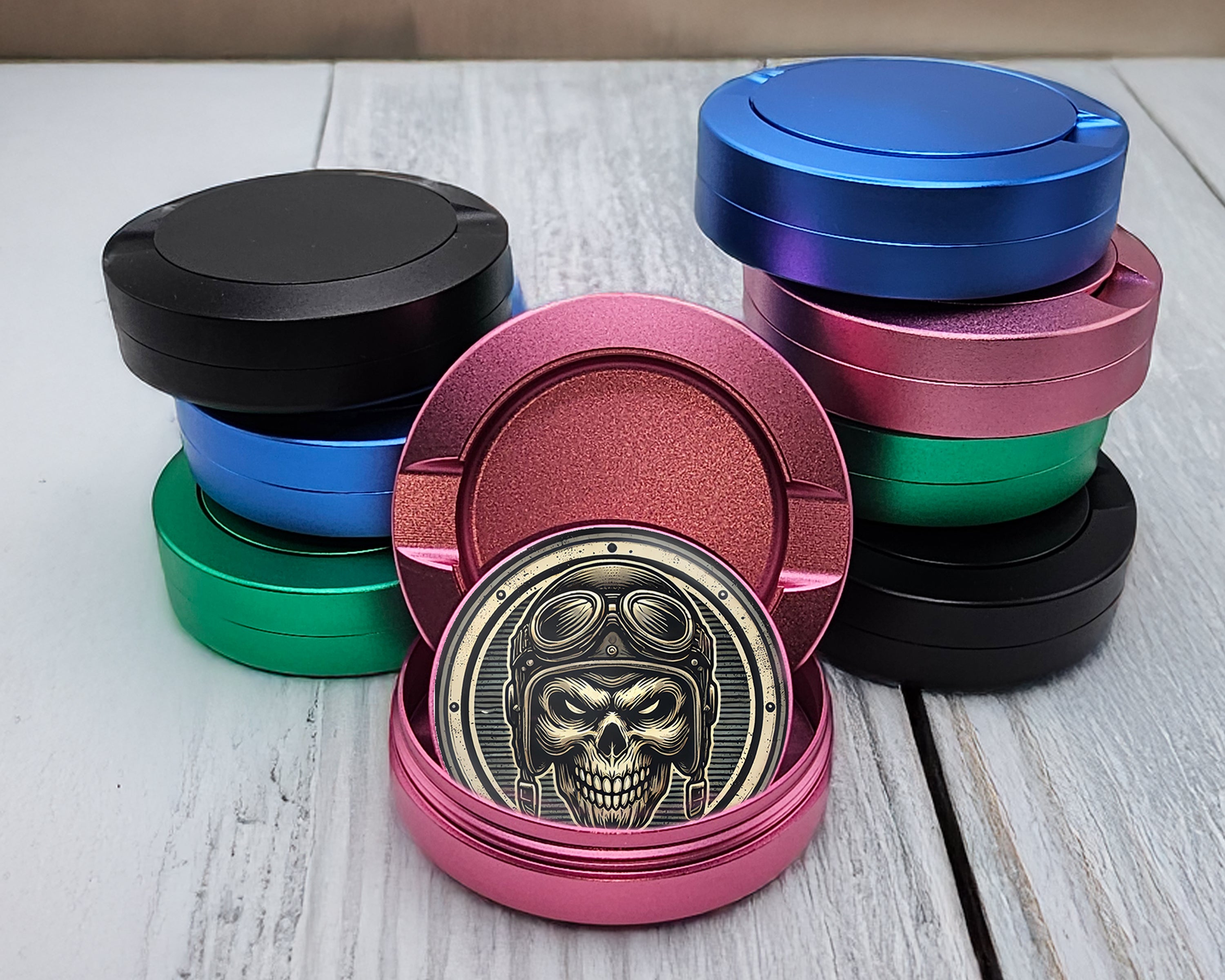 Biker Skull Snus Storage Case Pink