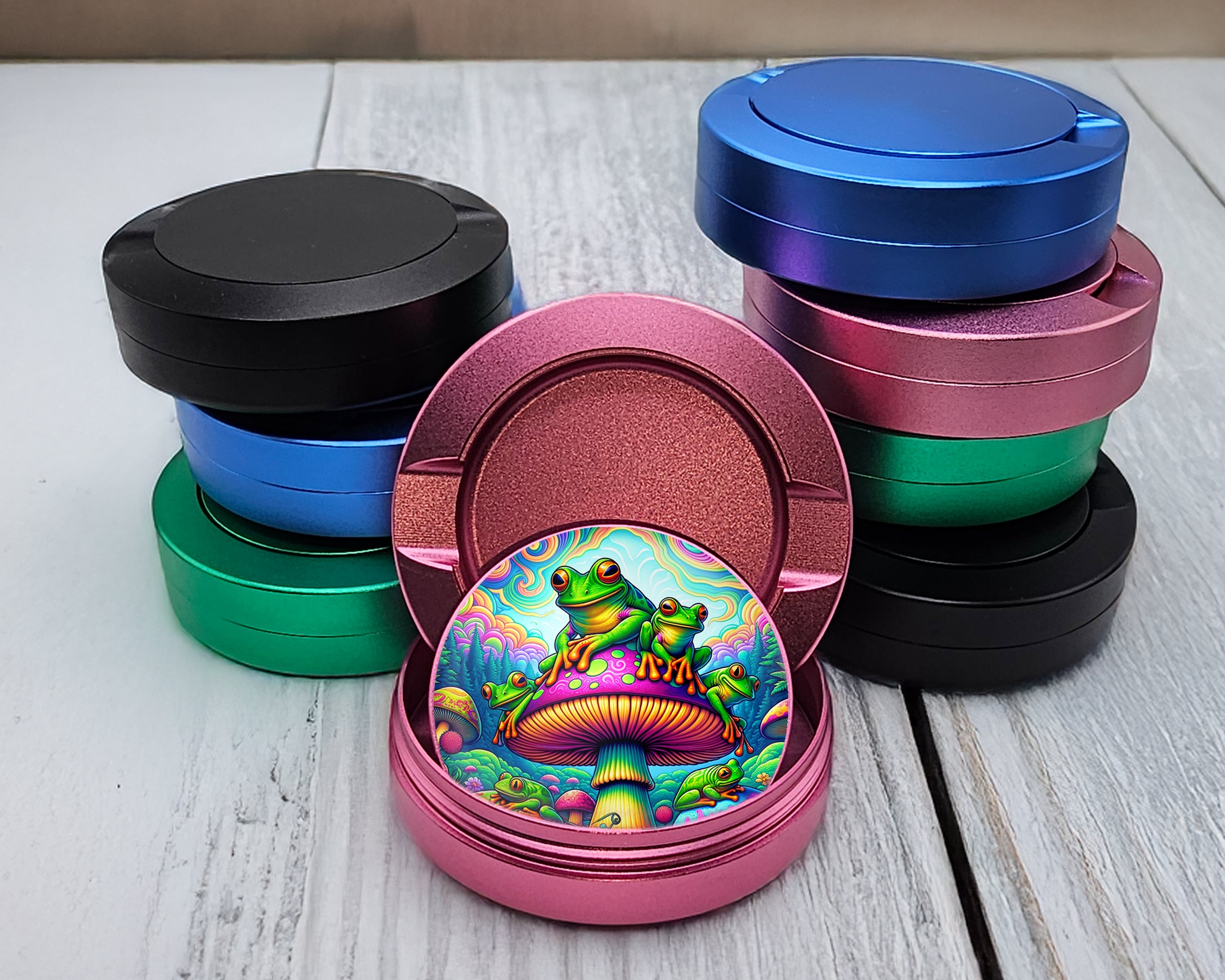 Trippy Mushroom Frog Snus Storage Case Pink