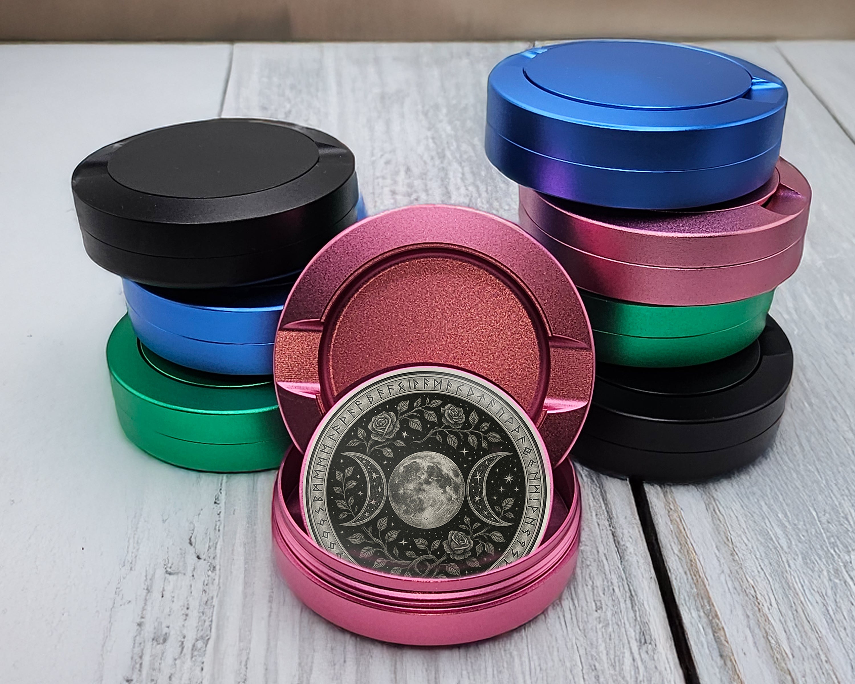 Triple Moon Rose Sigil Snus Storage Case Pink