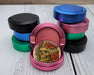 Grunge Skull and Rose Flash Art Circle Design Snus Storage Case Pink