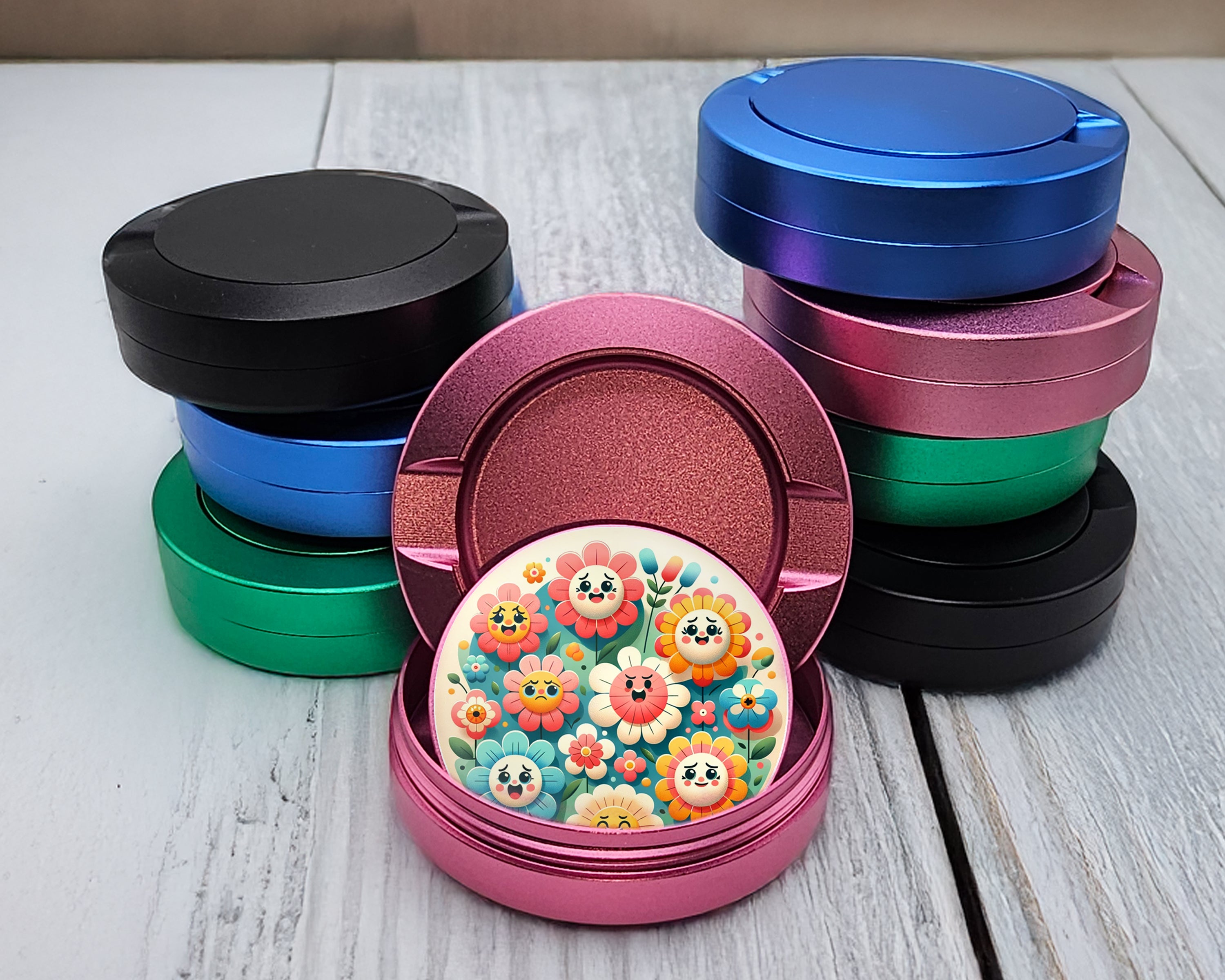 Happy Flower Power Snus Storage Case Pink