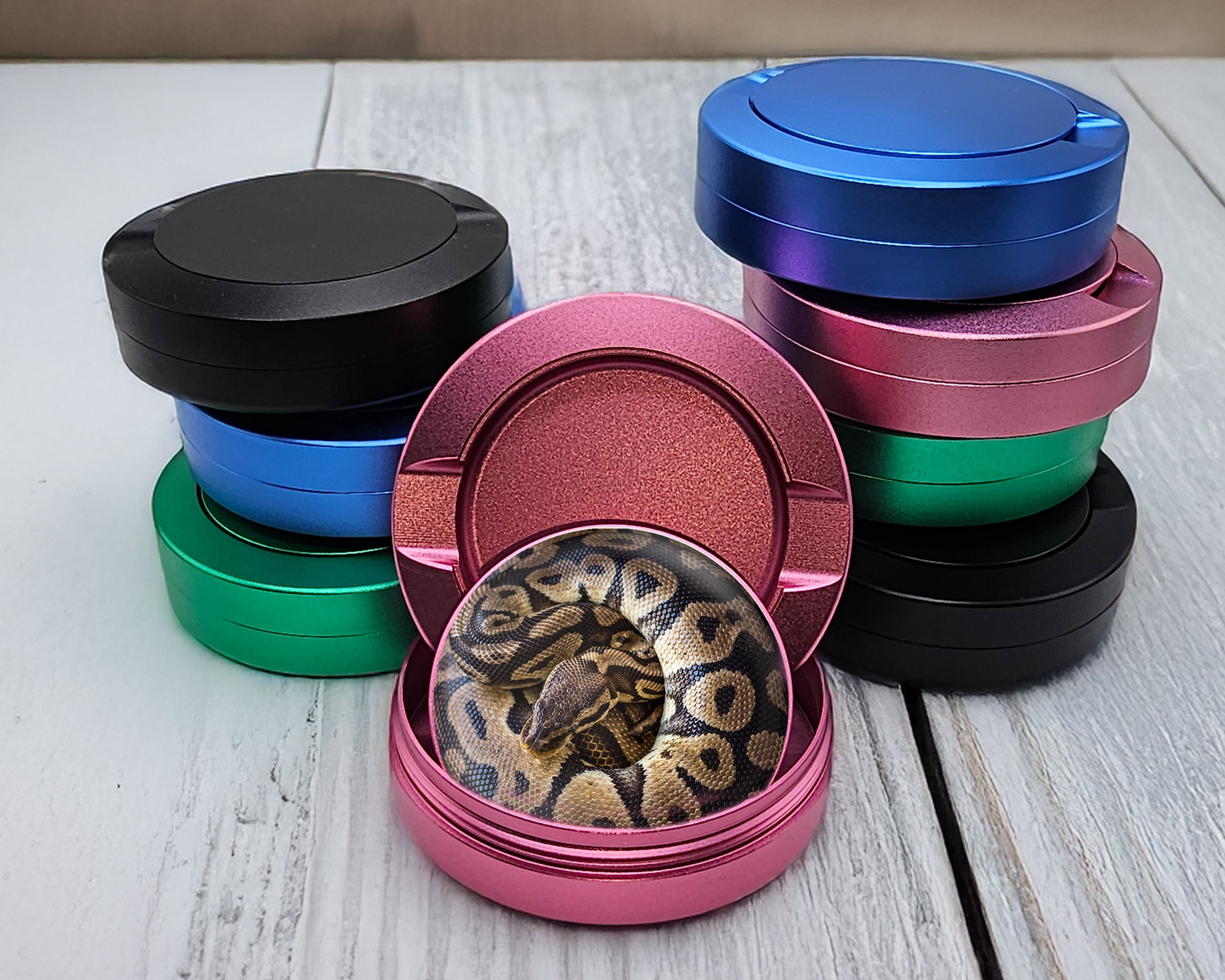 Ball Python Snake Coiled Up Snus Storage Case Pink