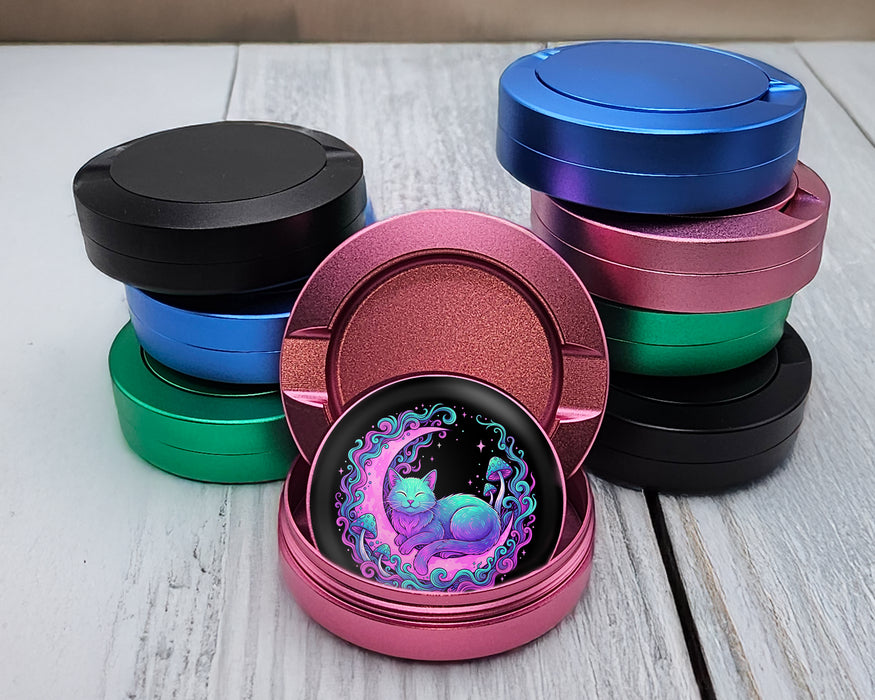 Psychedelic Moon Cat Dreams Zyn Storage Case Pink