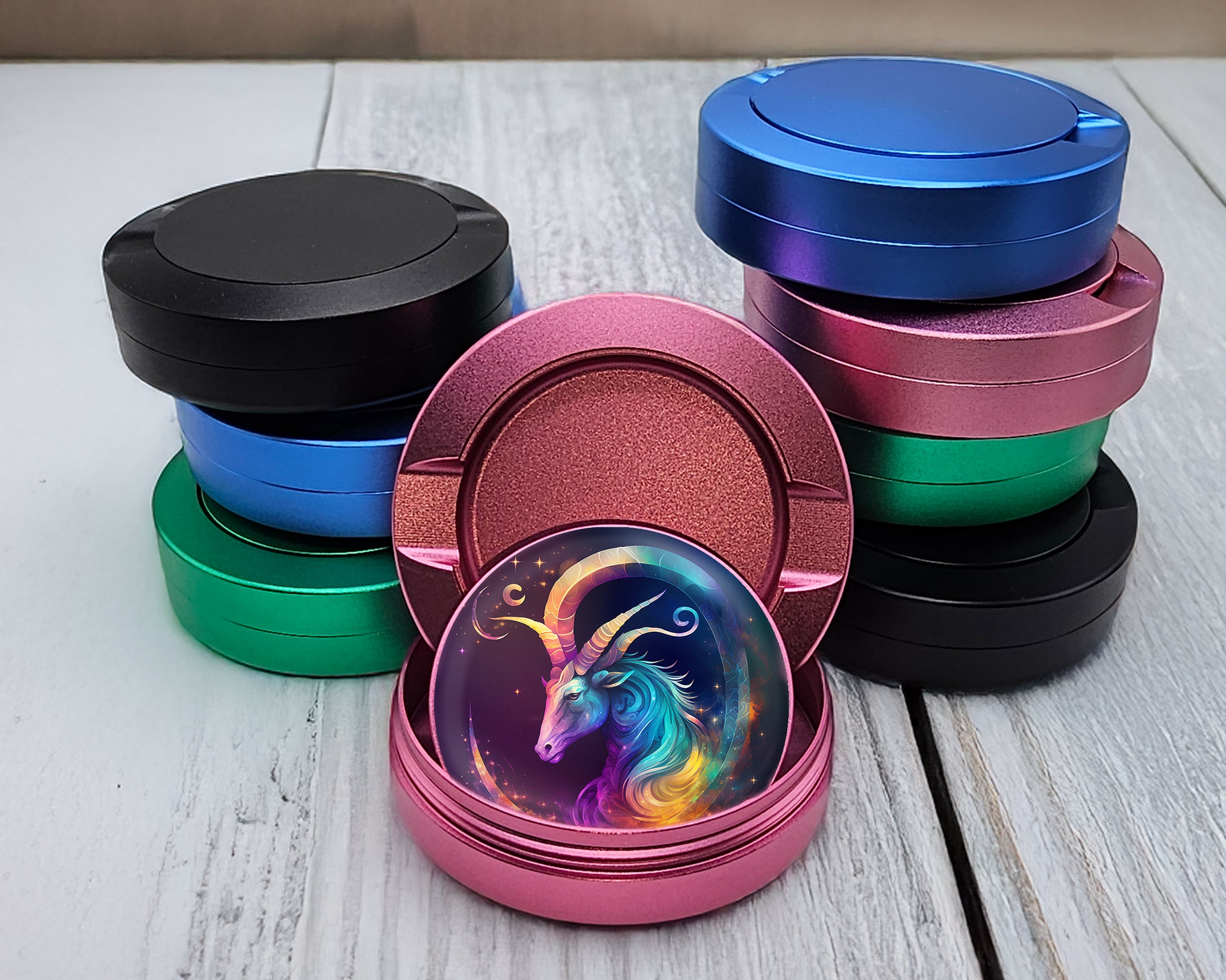 Capricorn Zodiac Goat Symbol Birth Sign Snus Storage Case Pink