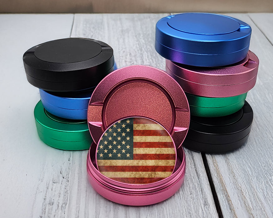 Rustic American Flag Snus Storage Case Pink