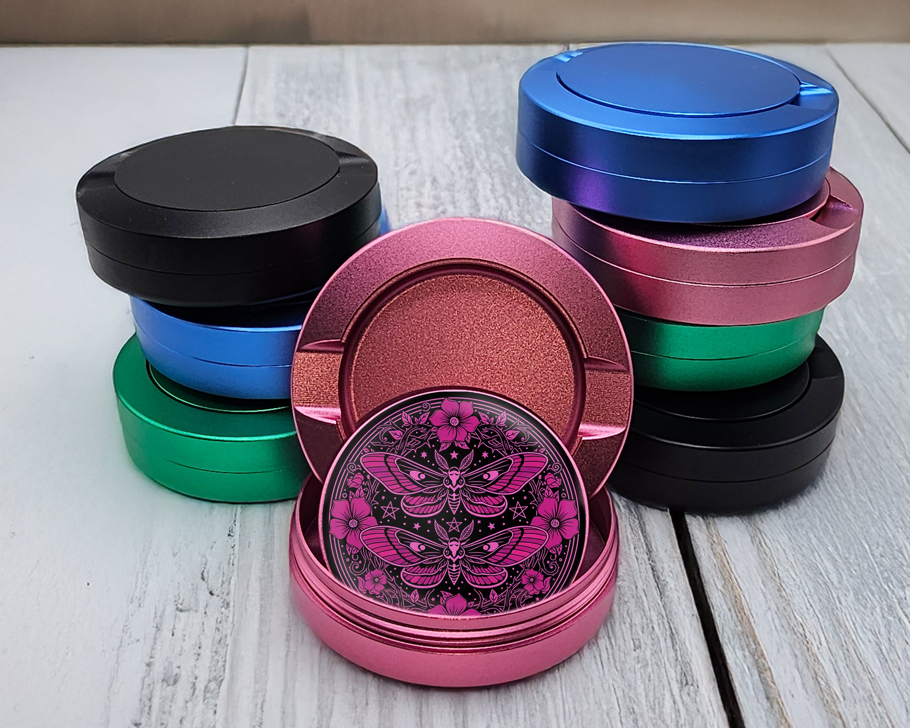 Gothic Moth Magic Mandala Snus Storage Case Pink