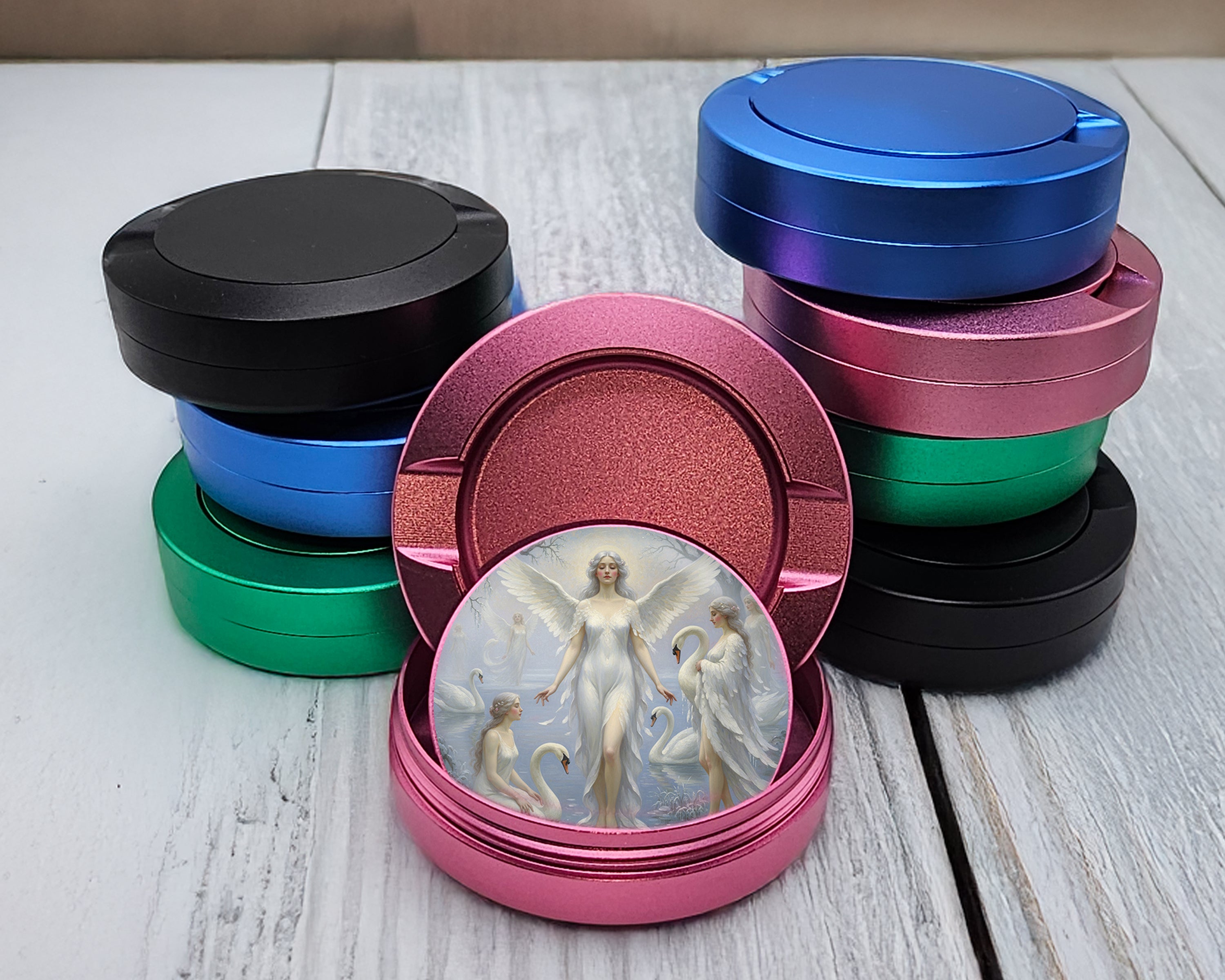 Celestial Swan Lake Angels Snus Storage Case Pink