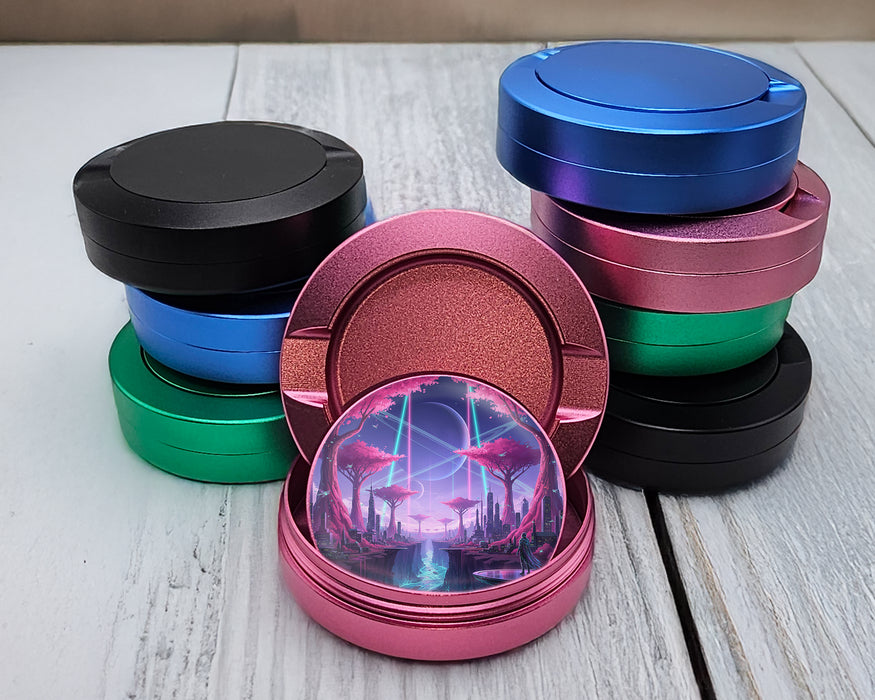 Cyberpunk Neon City Sci-Fi Skyline Art Snus Storage Case Pink