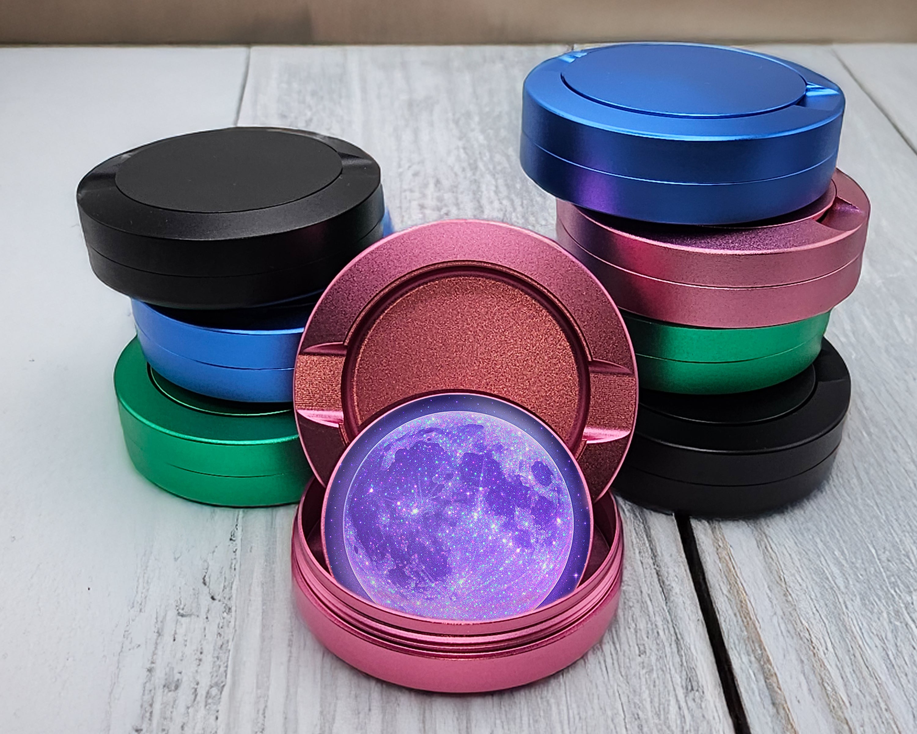 Purple Galaxy Moon with Starscape Snus Storage Case Pink